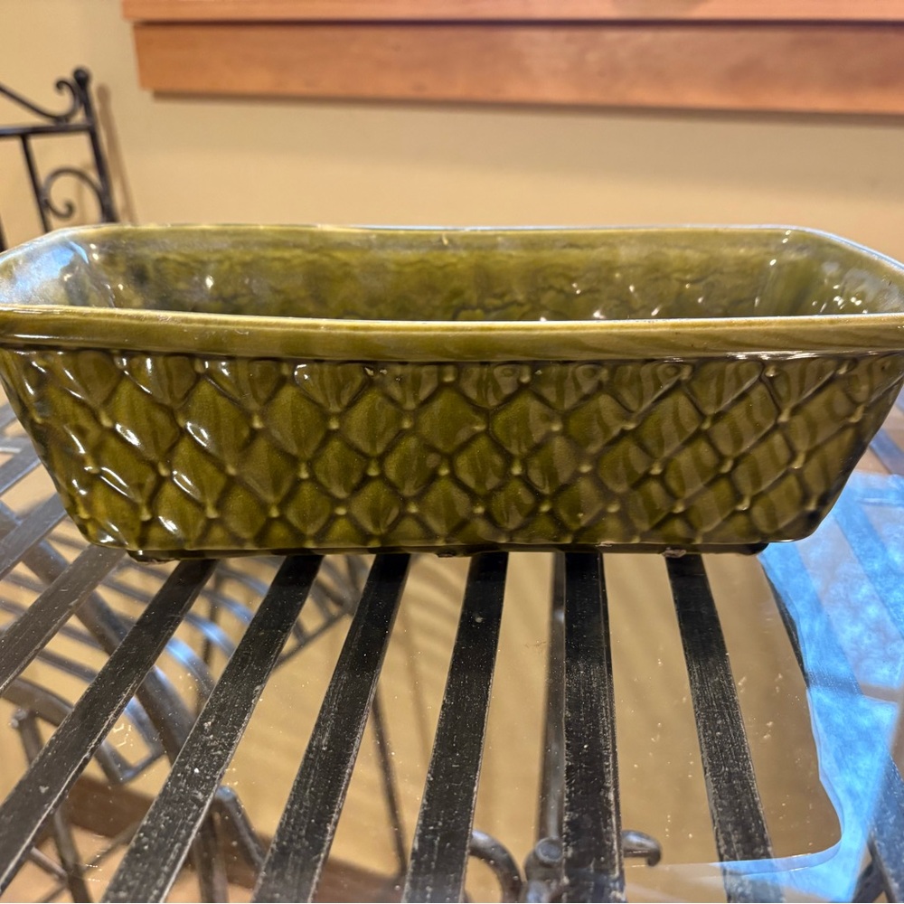 Vintage Brush Green Ceramic Planter